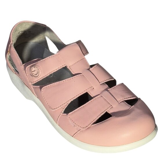 Alegria Traq Womens Pink Leather Strappy Comfort Sandals Size 38 With Slip-Resis - Picture 1 of 11